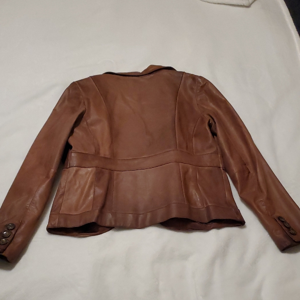 Calvin Klein Brown Real Leather Women's Jacket - Picture 7 of 11